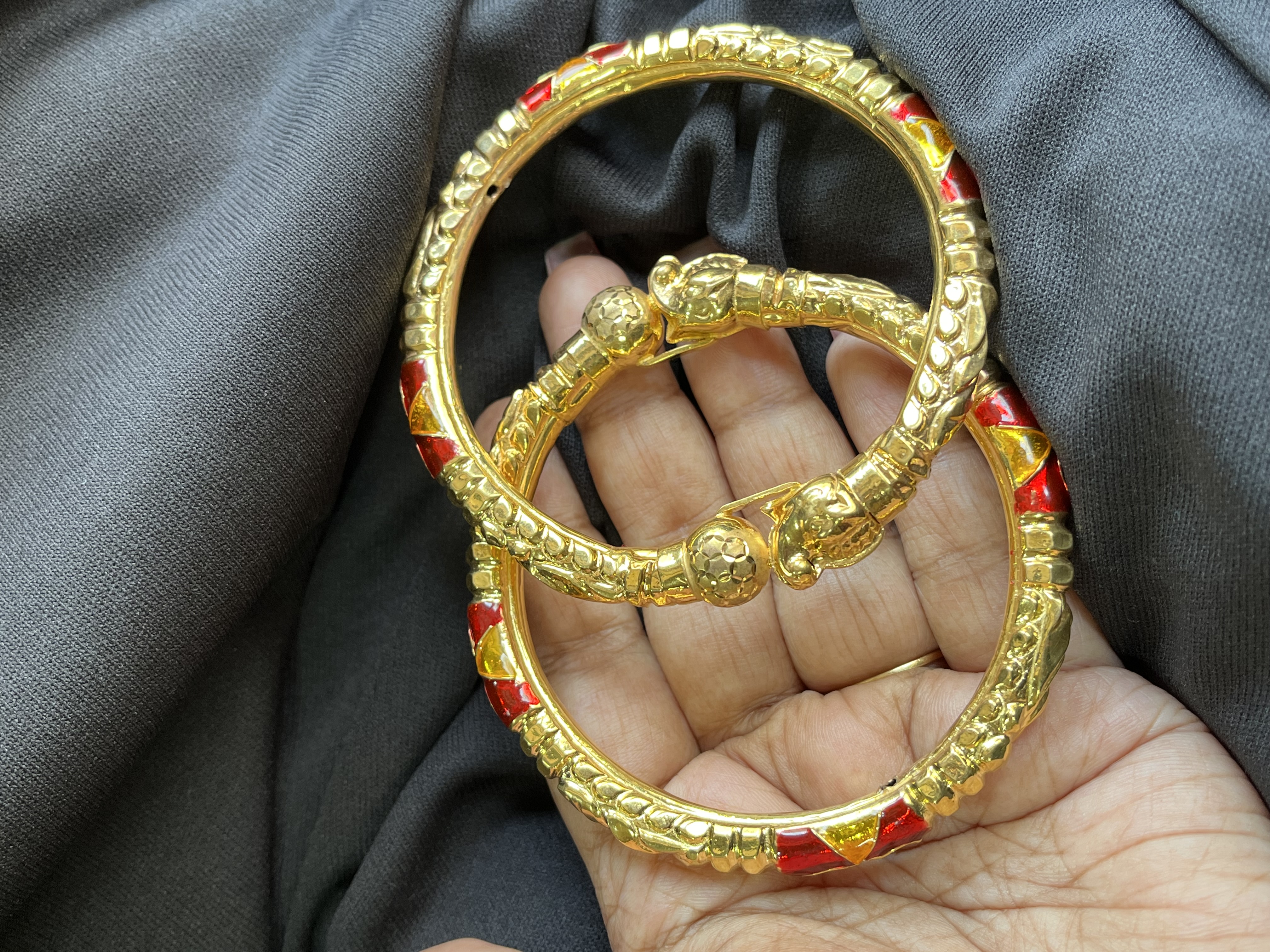 22 Carat Gold sheet Bangles elephant face