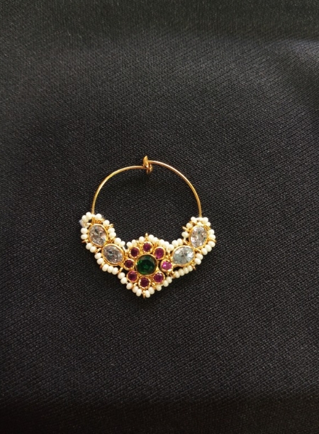 White beads nose ring