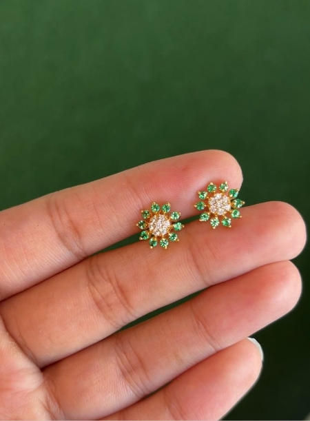 Green Swarovski Flower studs