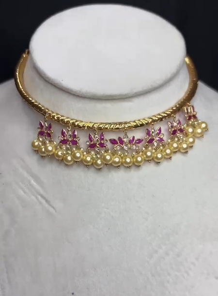 Pink lotus kante necklace