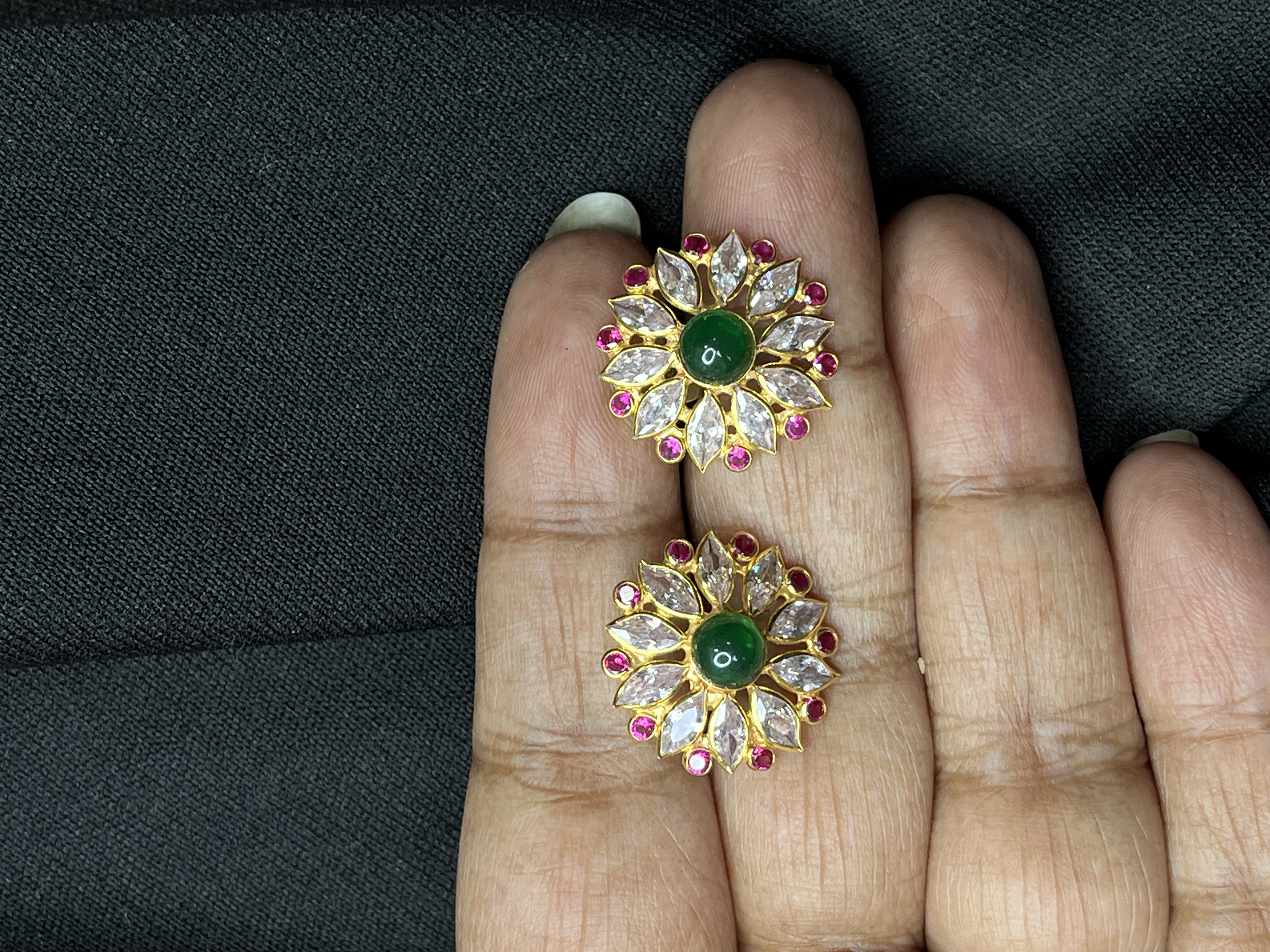 Red Green white Stud Earrings