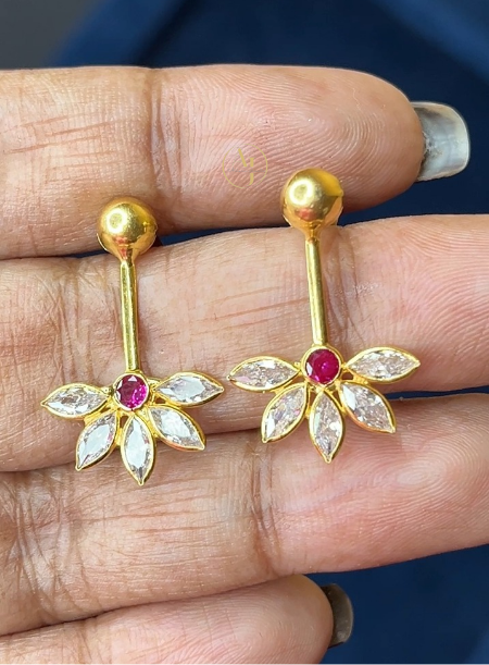 Half Flower stem Earrings