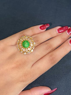14kt big size ring with polki | Atharv Jewels