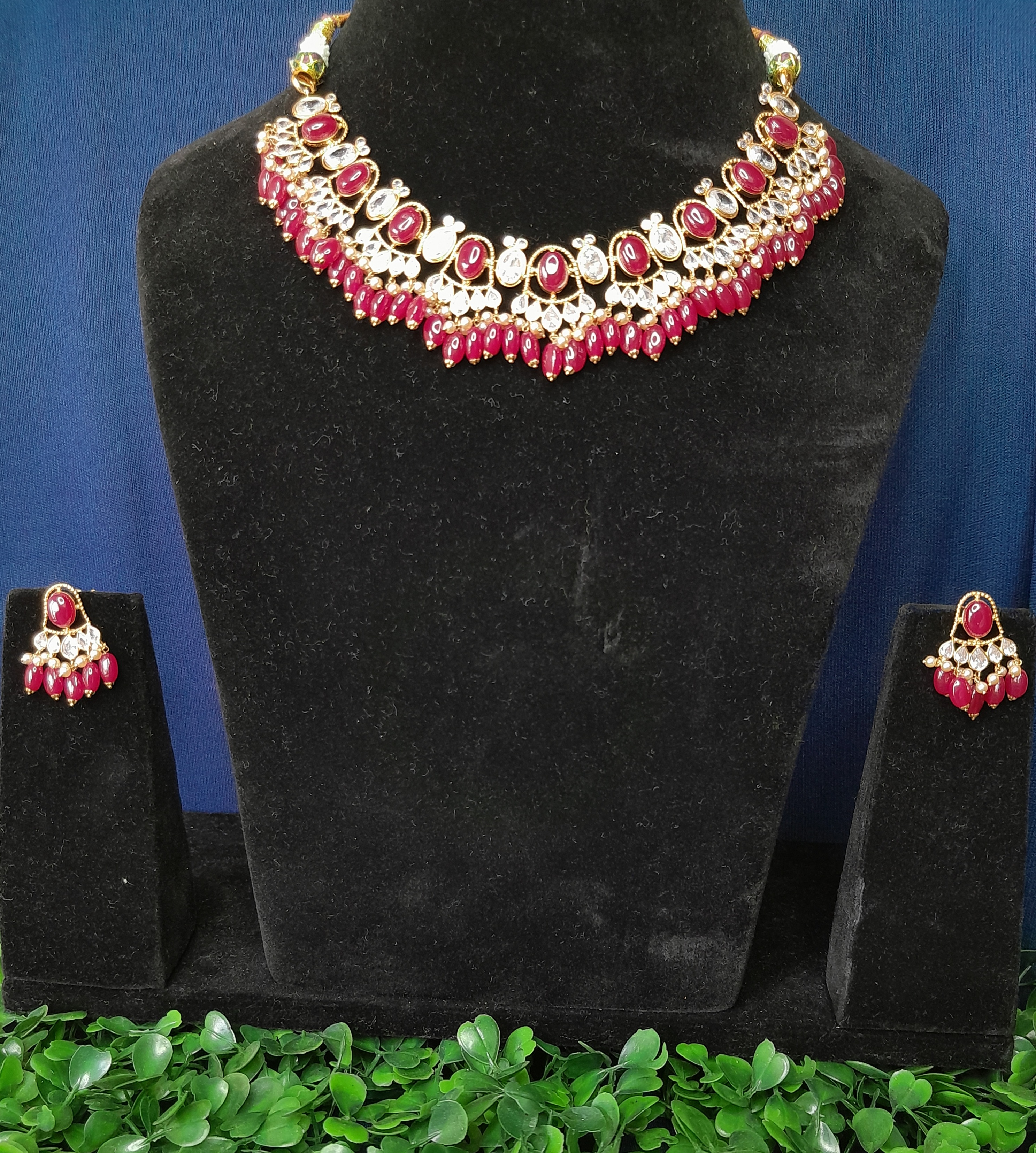 Pink white gold Necklace Set