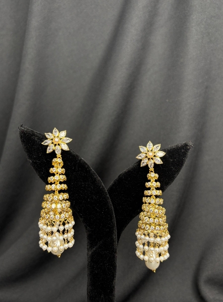 White earring with white pearl