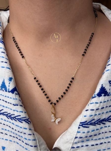 Butterfly Swarovski Pendant Blackbeads Chain