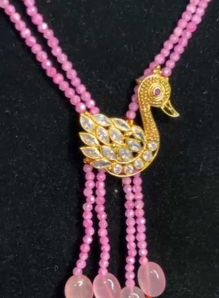 Pink swan necklace