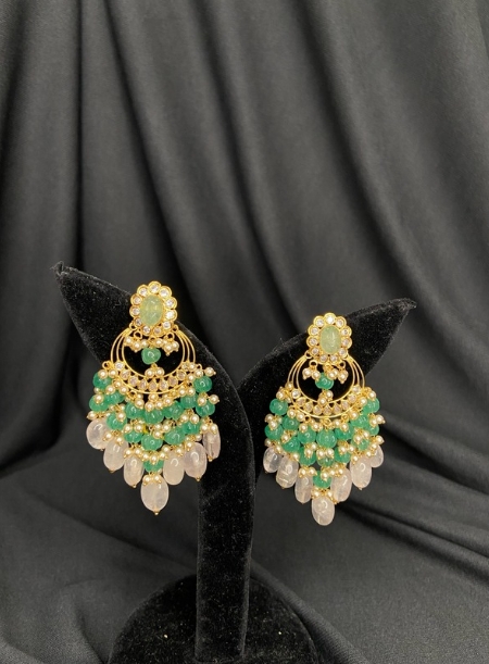 Green pumpkin beads big earrings
